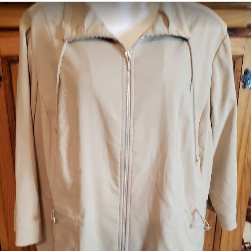 CJ Banks Women's Plus Size 2 X Beige Tan Ivory Jacket Blazer Zip